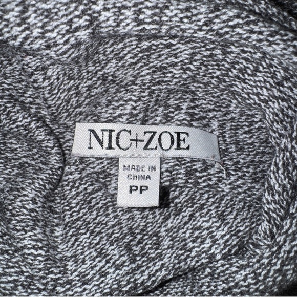 Nic + Zoe knit turtleneck sweater petite PP XS Gray Pink Black Abstract L/S - Picture 7 of 8